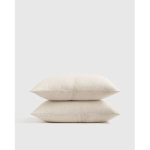 Quince Home European Linen Stripe Sham Set Natural/White Mini Pinstripe